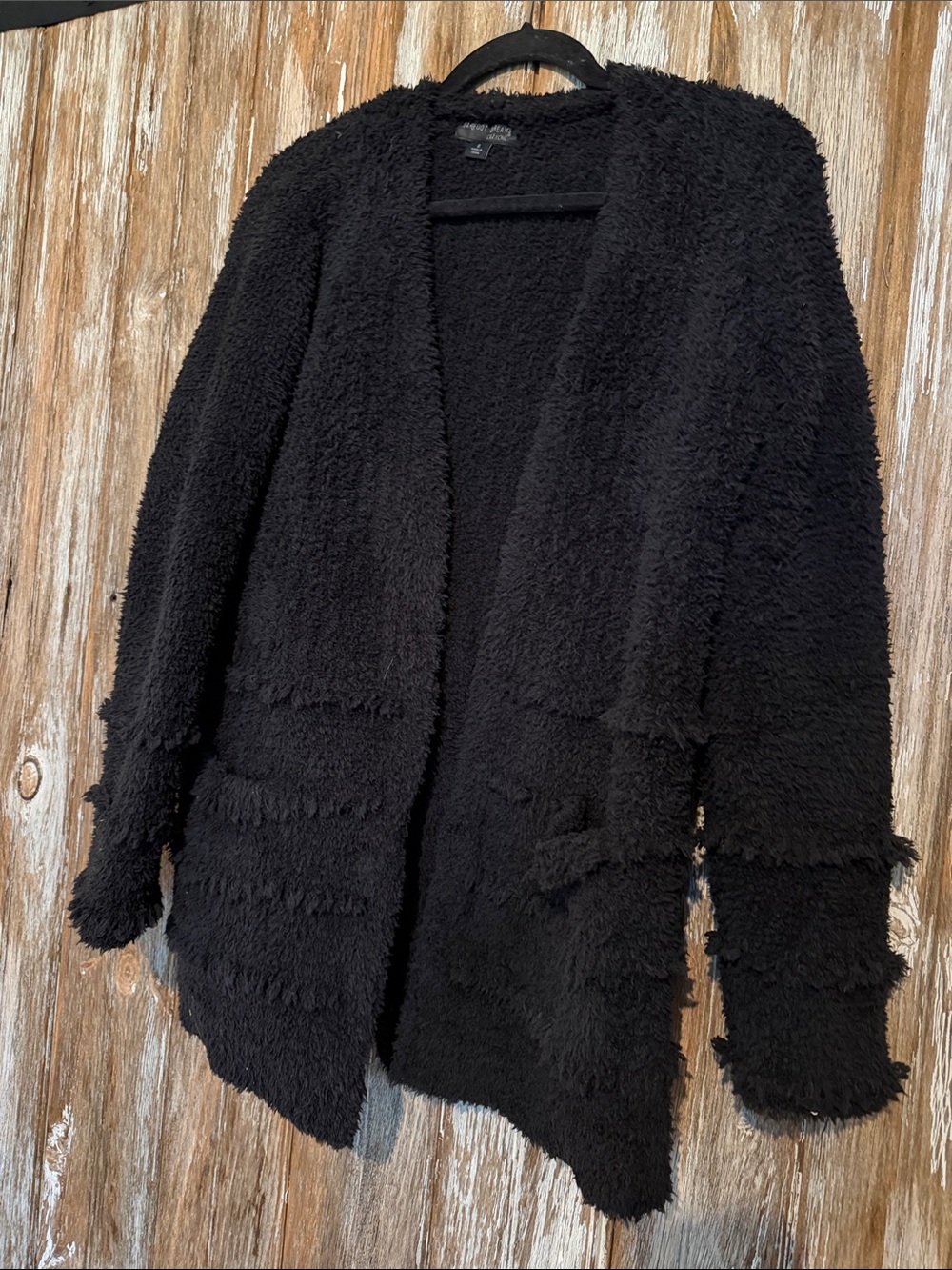 Barefoot Dreams Black Plush Open-Front Teddy Jacket